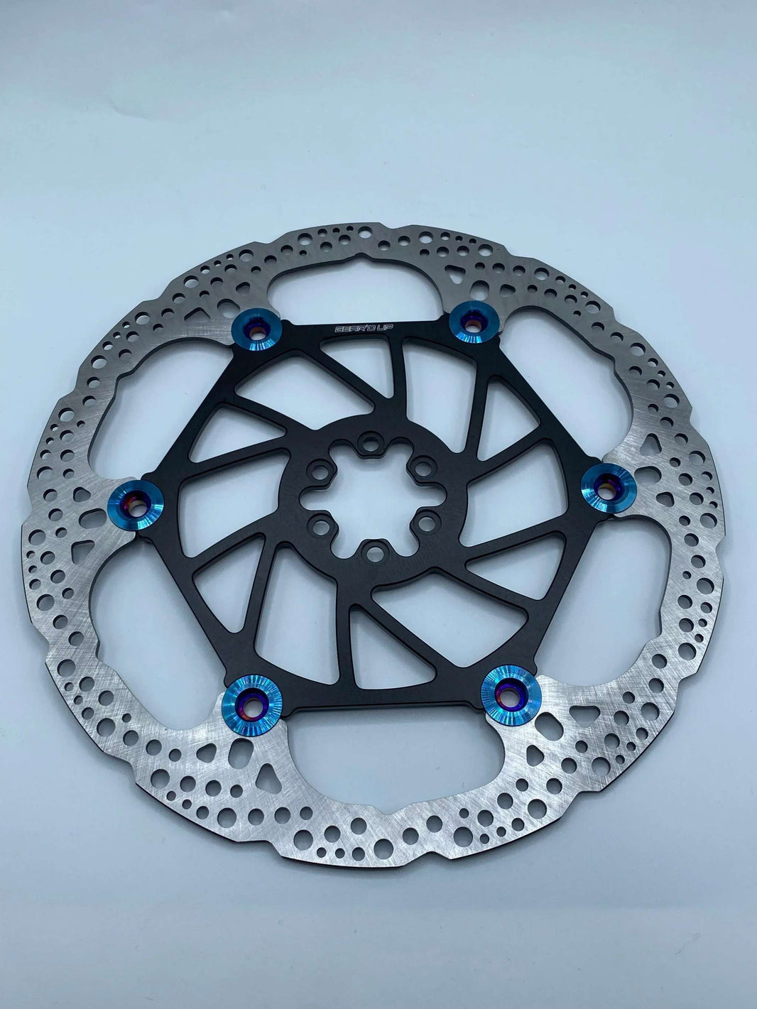 250mm 2.5mm thick front and rear brake rotors with gear'd up design, may require shimming washers