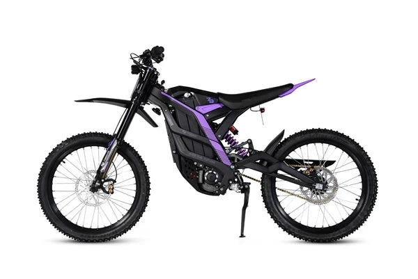 79Bike Falcon Pro black electric dirt bike, side profile view