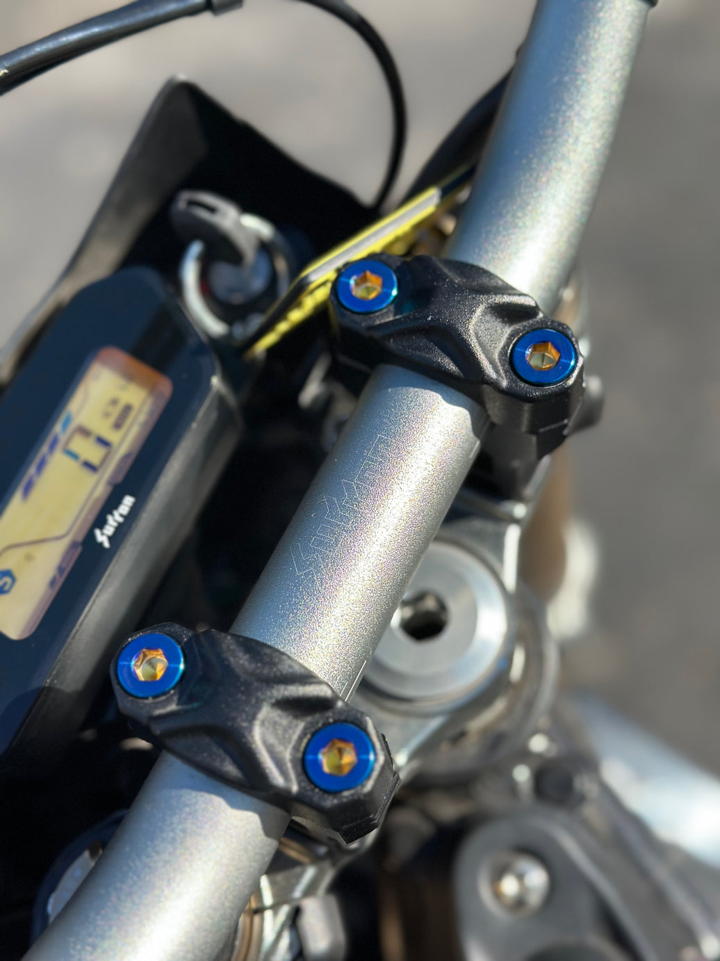 Titanium Handlebar Clamp Bolts Blue - Surron Ultra Bee