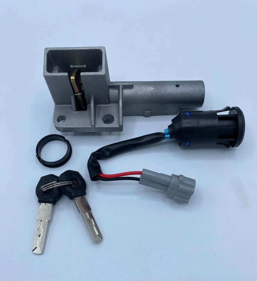 OEM Surron Light Bee ignition lock set with keys and battery lid lock components