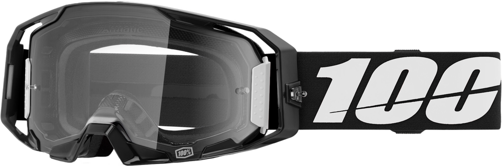 100% ARMATIC GOGGLES - "BLACK" CLEAR/SILVER FLASH LENS