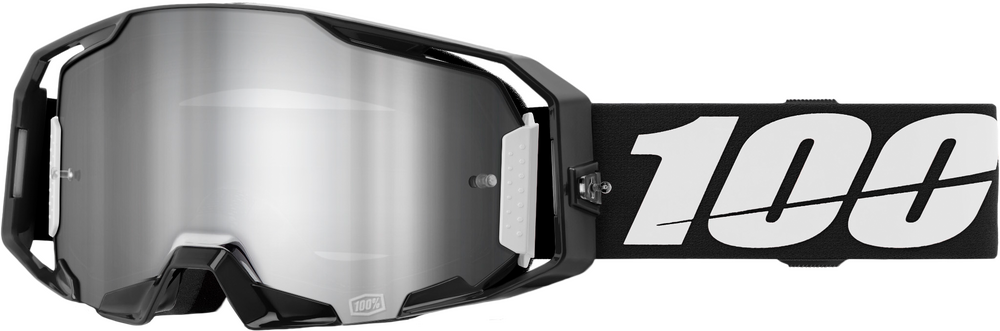 100% ARMATIC GOGGLES - "BLACK" CLEAR/SILVER FLASH LENS