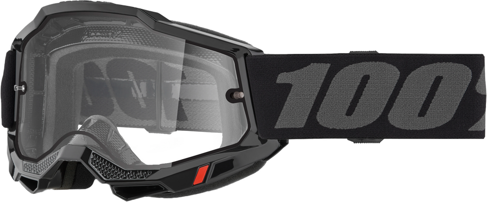 100% ACCURI 2 ENDURO MOTO GOGGLES - BLACK CLEAR LENS