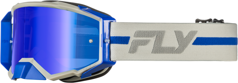 FLY RACING ZONE PRO GOGGLE GREY/BLUE W/ BLUE MIRROR/SMOKE LENS