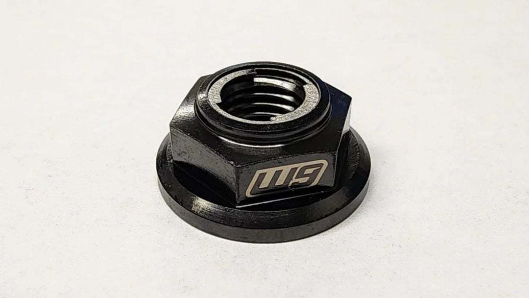 Warp 9 Titanium Swingarm replacement nut with Fuji spring lock for SurRon LBX