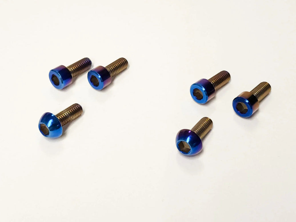Warp 9 E-Moto Handguard titanium burnt blue bolt kit with pinch and flag button bolts for Surron Talaria E-Ride Pro