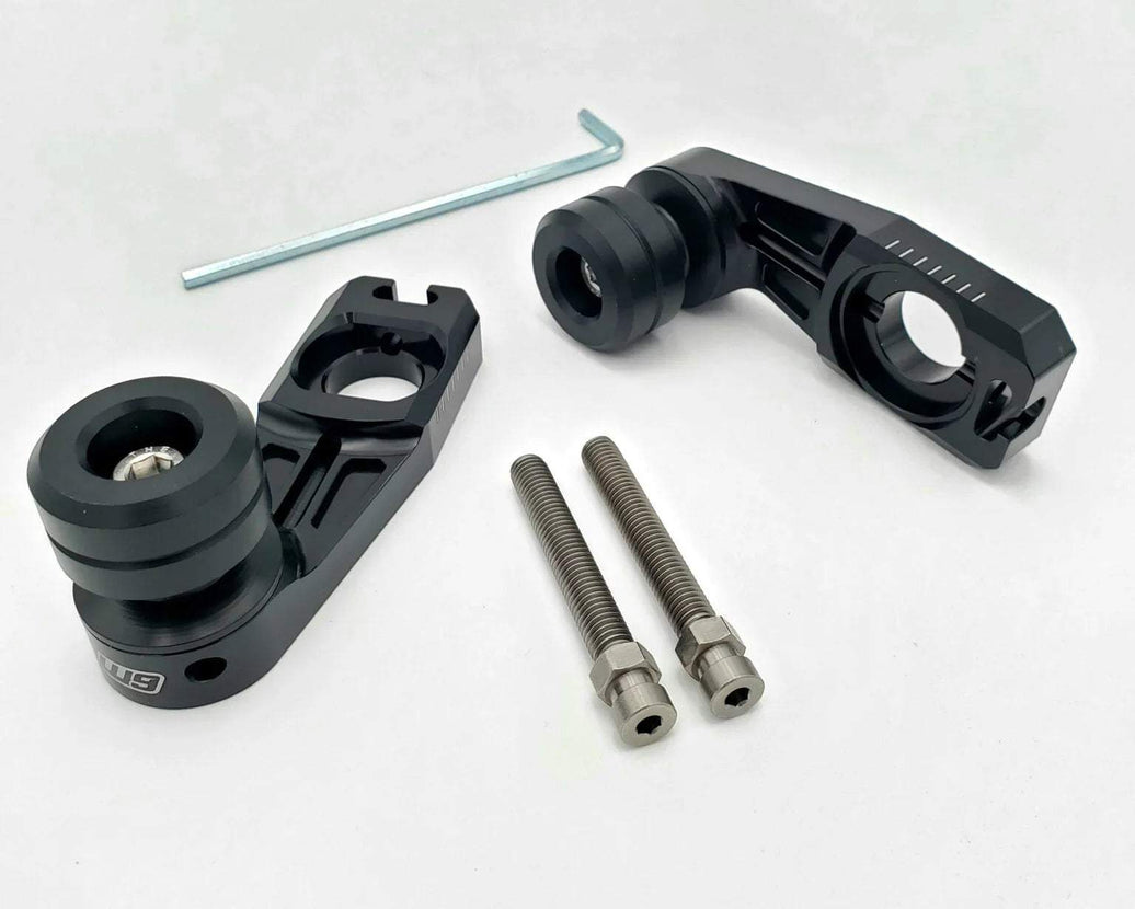 Warp 9 Ultra Bee rear supermoto axle slider with integrated adjuster blocks and anodized colors