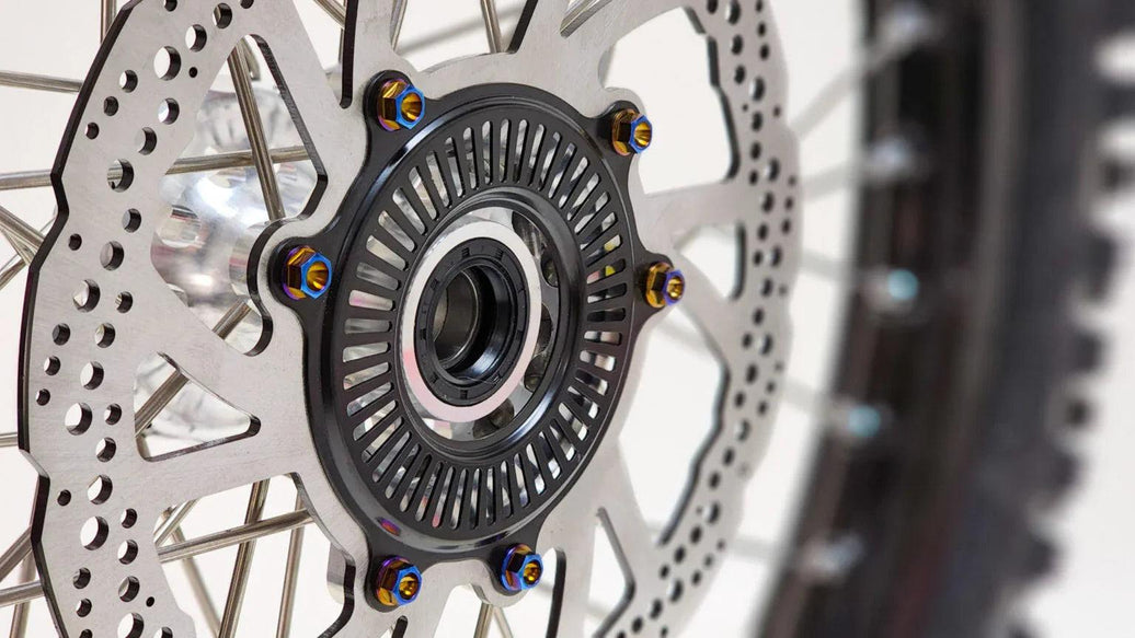 Warp 9 Ultra Bee burnt blue anodized titanium rotor bolts kit with blue thread lock and 8mm heads