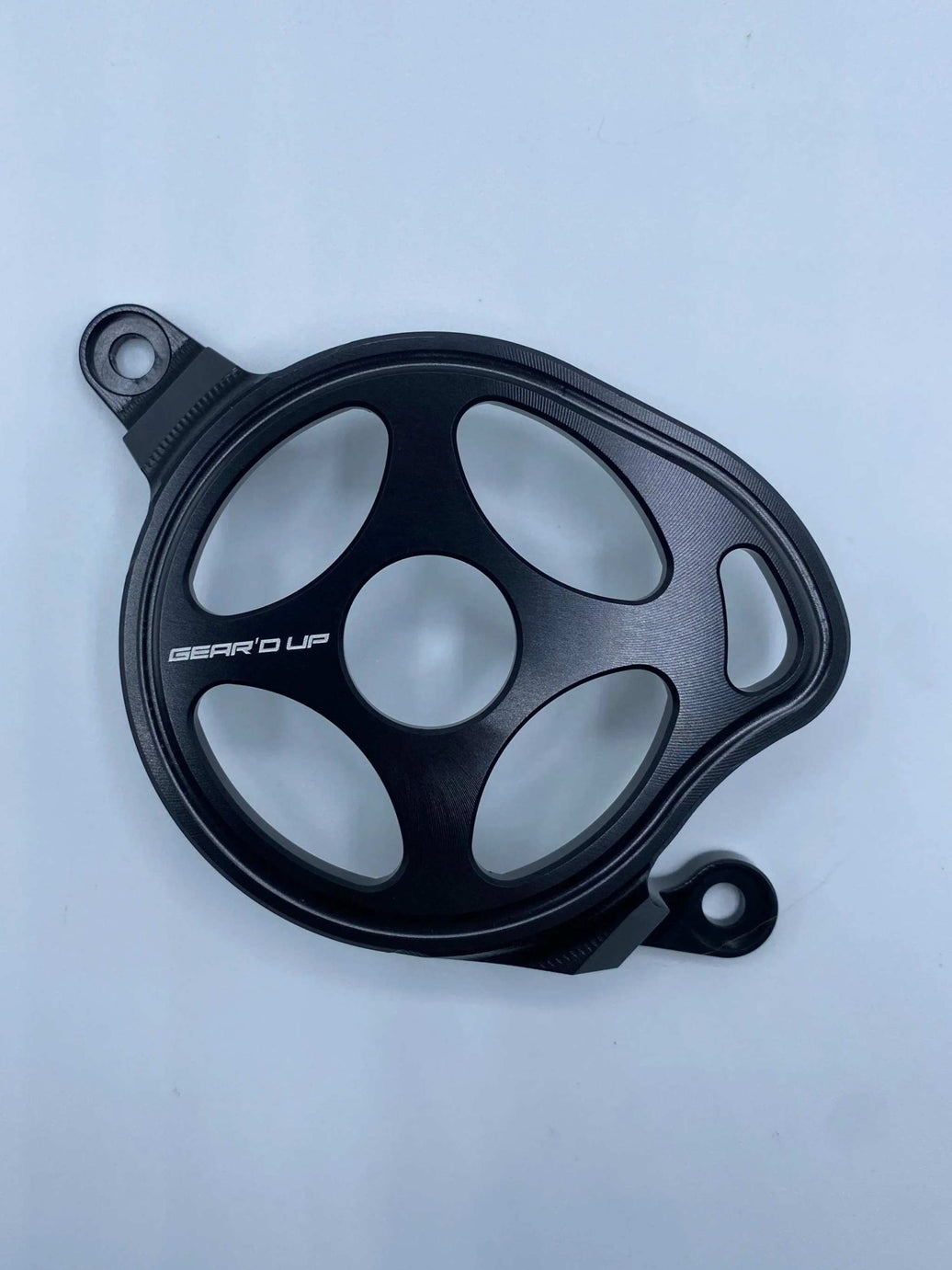 Surron Light Bee motor cover in blue 6061 aluminum alloy for belt drive systems