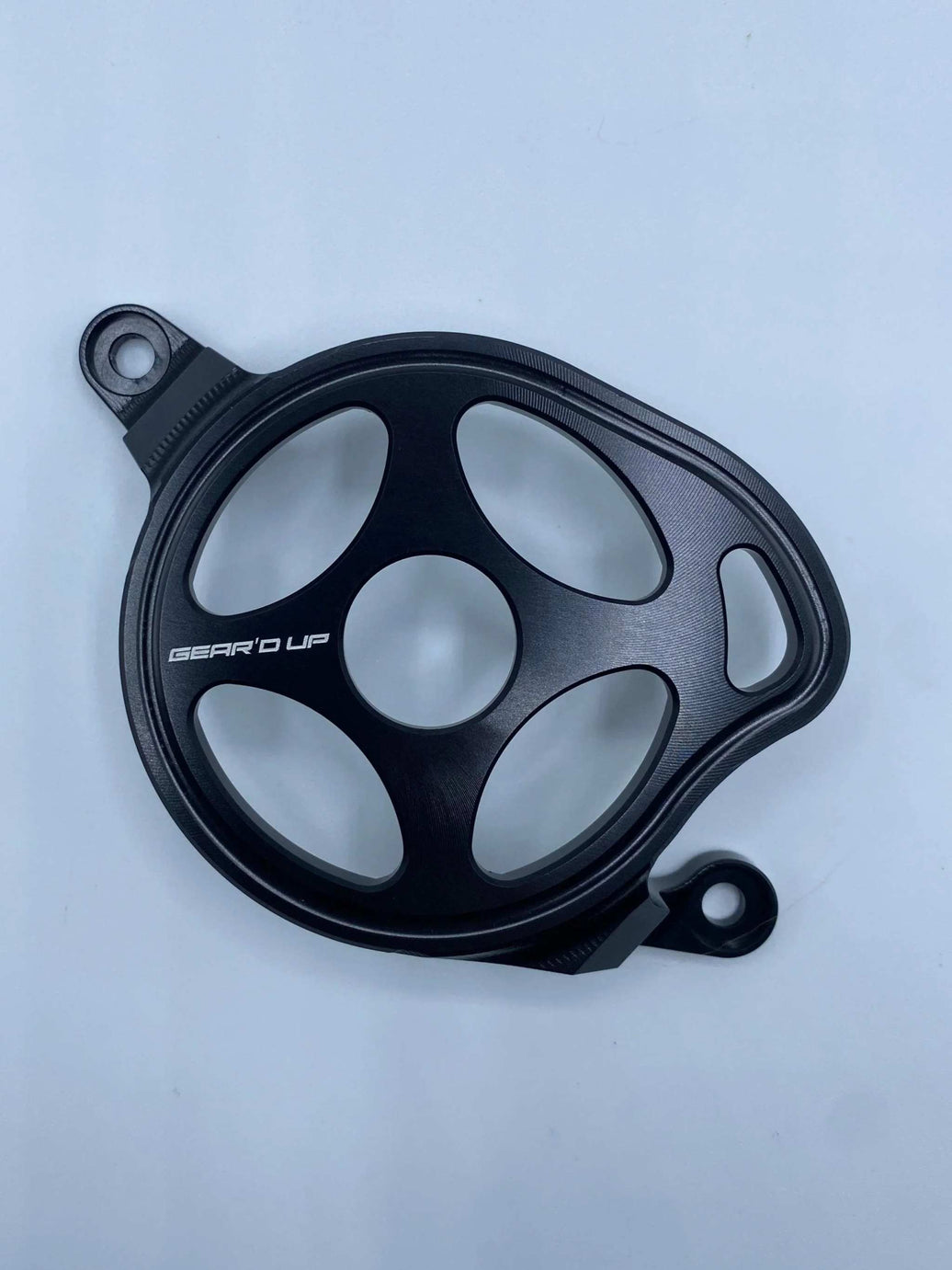 Surron Light Bee motor cover in blue 6061 aluminum alloy for belt drive systems