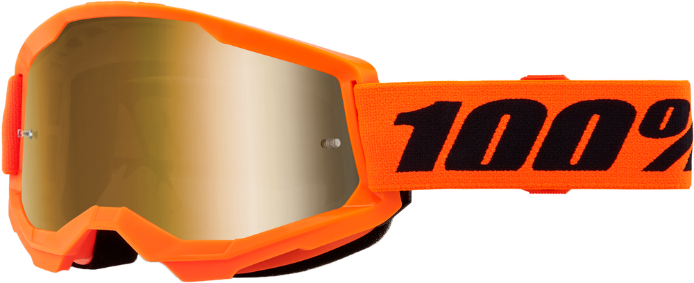 100-PERCENT STRATA 2 GOGGLE NEON ORANGE CLEAR/GOLD LENS