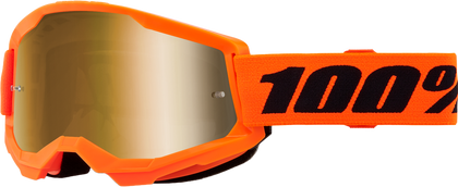 100-PERCENT STRATA 2 GOGGLE NEON ORANGE CLEAR/GOLD LENS