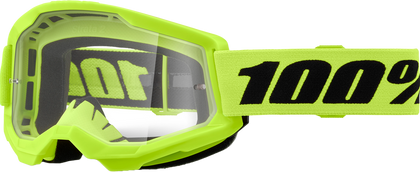 100-PERCENT STRATA 2 GOGGLE NEON YELLOW CLEAR/PINK LENS