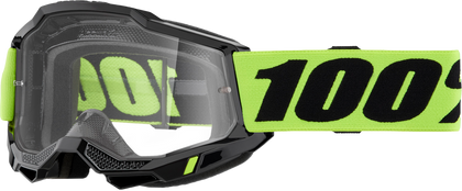 100-PERCENT ACCURI 2 GOGGLE NEON YELLOW CLEAR/SILVER LENS