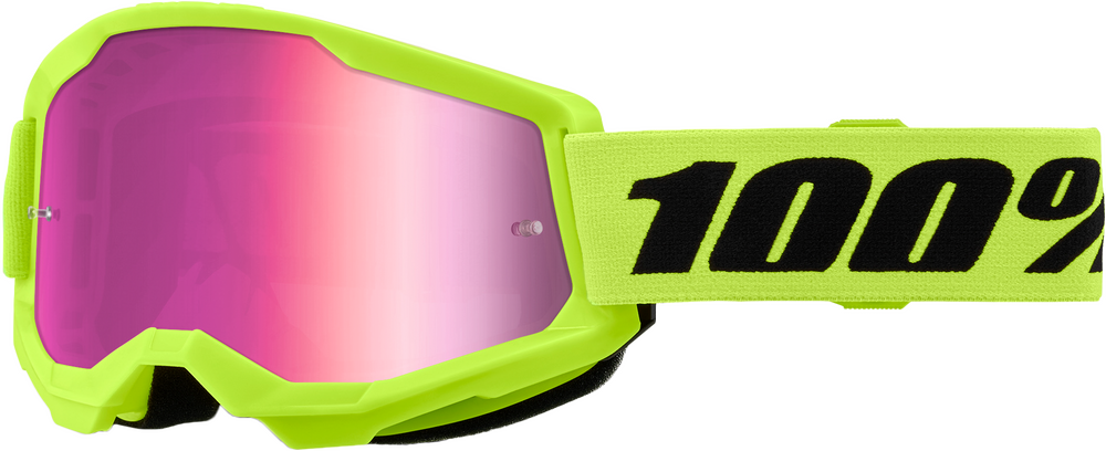 100-PERCENT STRATA 2 GOGGLE NEON YELLOW CLEAR/PINK LENS