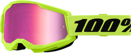 100-PERCENT STRATA 2 GOGGLE NEON YELLOW CLEAR/PINK LENS
