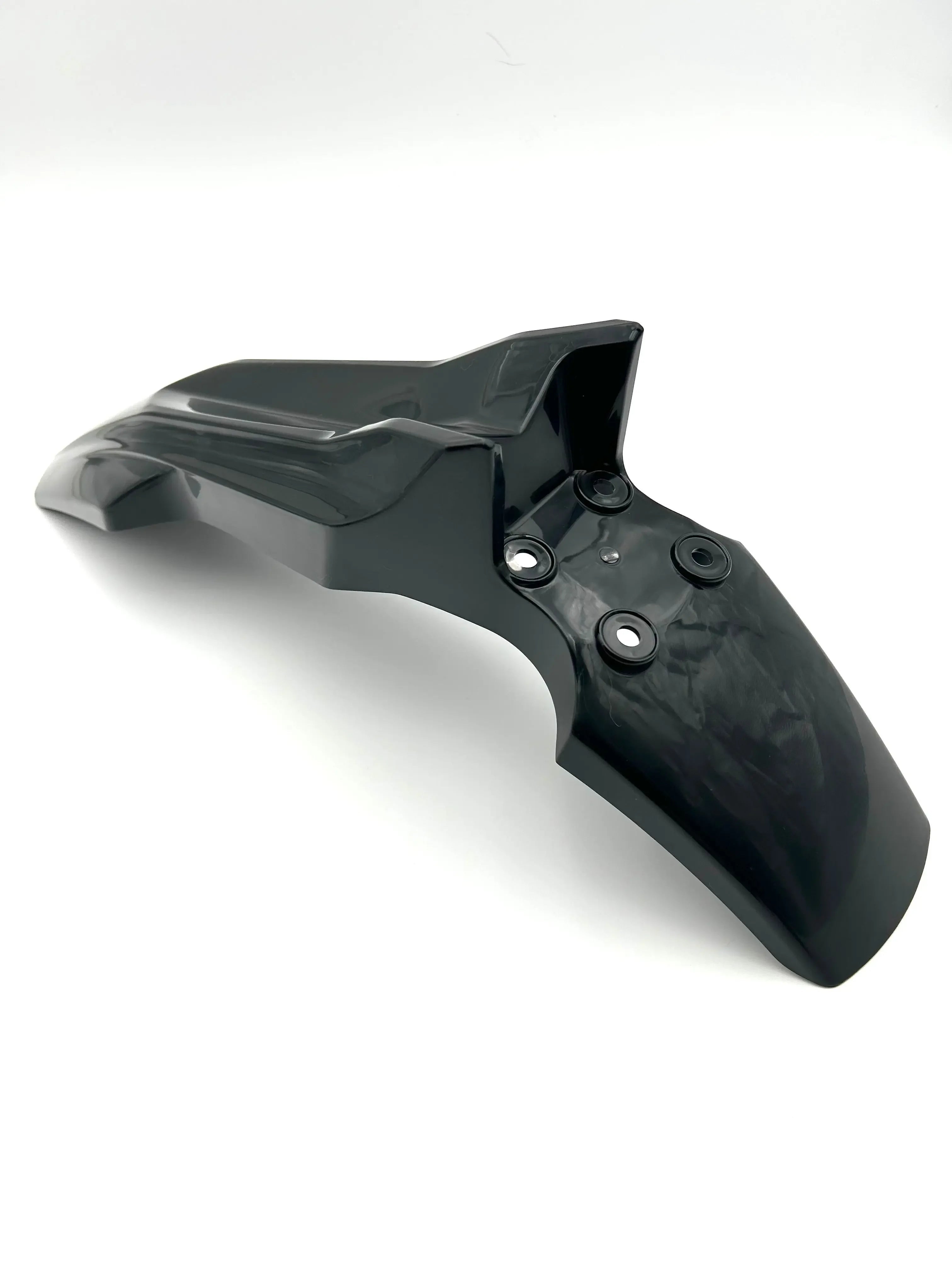 Surron Ultra Bee gloss black front fender installed on bike