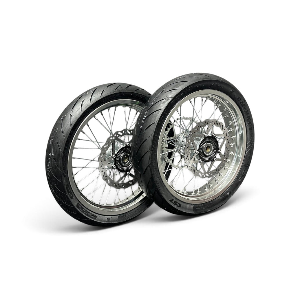 Surron Ultra Bee supermoto wheels chrome side On white background