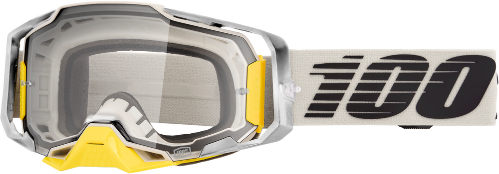 100% ARMEGA GOGGLES - "VIGGO"CLEAR/SILVER FLASH LENS