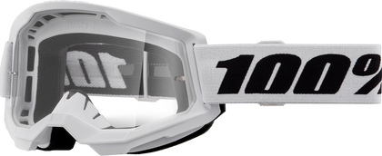 100-PERCENT STRATA 2 GOGGLE WHITE CLEAR/SILVER LENS