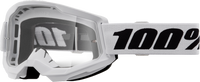 100-PERCENT STRATA 2 GOGGLE WHITE CLEAR/SILVER LENS