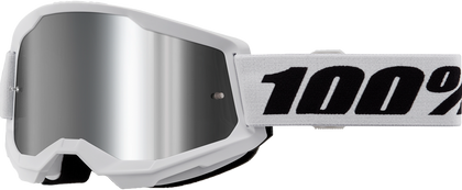 100-PERCENT STRATA 2 GOGGLE WHITE CLEAR/SILVER LENS