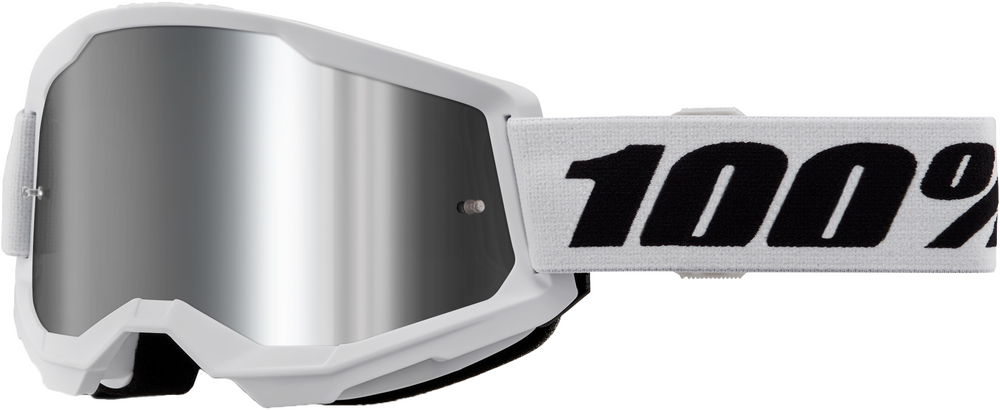100-PERCENT STRATA 2 GOGGLE WHITE CLEAR/SILVER LENS