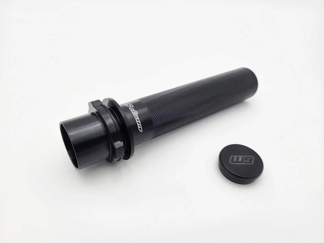 Warp 9 Surron Ultra Bee billet throttle tube with Teflon slip rings and knurled surface for smooth grip replacement