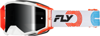 FLY RACING ZONE ELITE GOGGLE GREY/RED/BLUE W/ BLACK MIRROR/SMOKE LENS