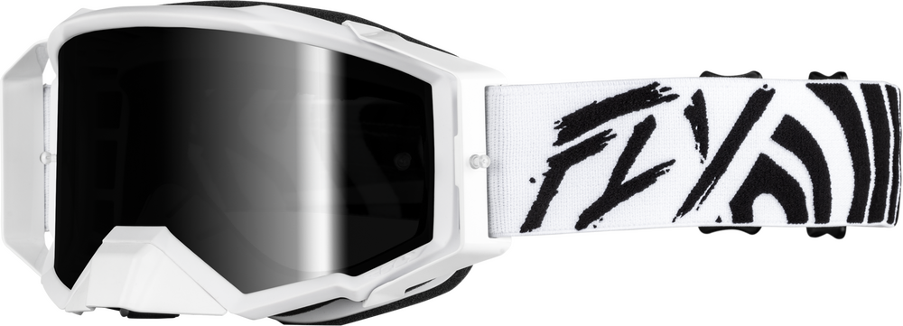 FLY RACING ZONE ELITE GOGGLE BLACK/WHITE W/ BLACK MIRROR/SMOKE LENS
